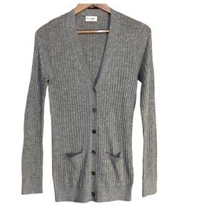 R Label ribbed knit cashmere blend minimalist cardigan